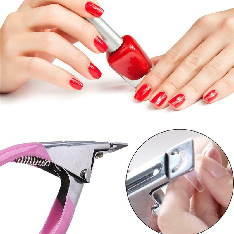Pink Edge Nail Art Manicure Acrylic UV Gel False Tips Clipper Cutter New A