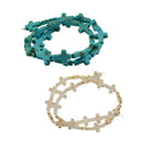 2 Pcs Howlite Turquoise Loose Cross Spacer Beads Charms Jewelry Findings DIY