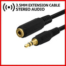 3.5mm Stereo Audio Aux Headphone Braid Cable Extension Cord Male to Female ~ 5ft