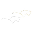 2 Pieces Women Frame Glasses W Shaped Small Half Frame without Lens