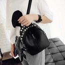 2016 New Fashion PU Leather Ladies Mini Rivet Backpack Shoulder Bag Black