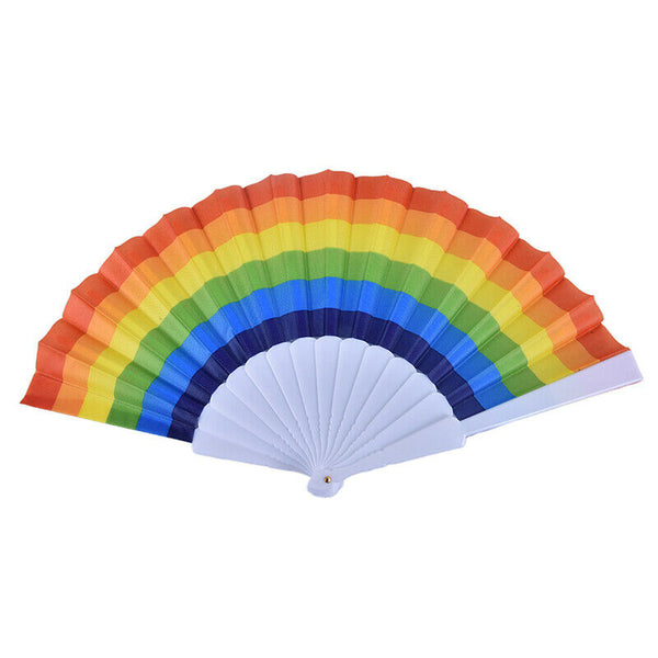 1PCS Rainbow Fan Hand Held Folding Fan Dance For Decoration Fan Art Crafts D Kw