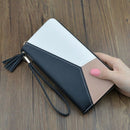 Women's Wallet Long Leather Zipper Ladies Clutch Purse(Black)