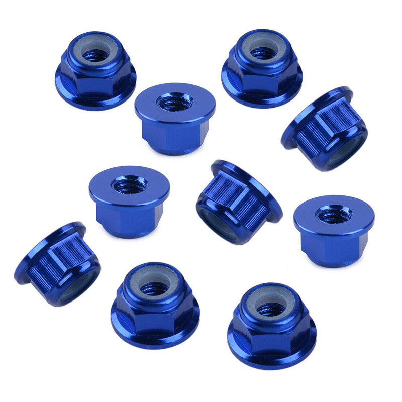 10pc BLUE M4 4mm Alu Alloy Threaded Wheel Rim Lock Nuts fit for 1/10 RC EP Nitro