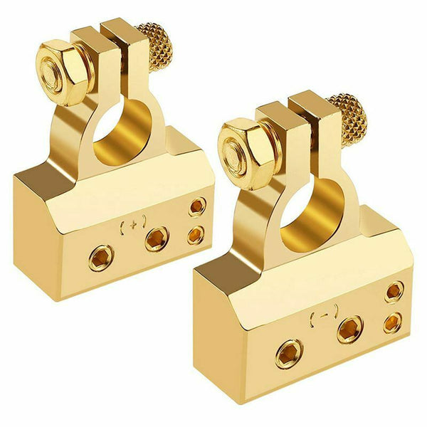 2PCS Car Battery Terminal Connectors Kit 4/8 Gauge AWG Positive & Negative