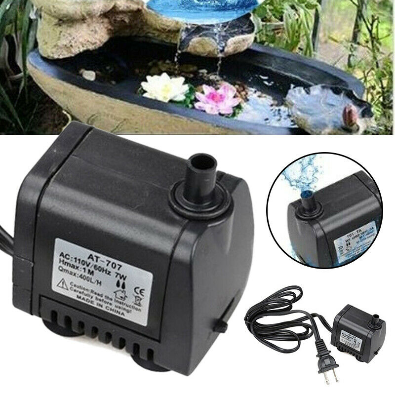 Ultra Quiet 400L/H Electric Submersible Water Pump Fountain Pool Pond Fish Tank
