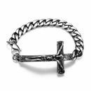 Men's Stainless Steel Jesus Crucifix Cross Curb Link Bracelet Chain 8 inch  C3A5