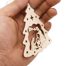 10-Pack Wood Hollow Christmas Tree Hanging Wedding Xmas Party Home Decor