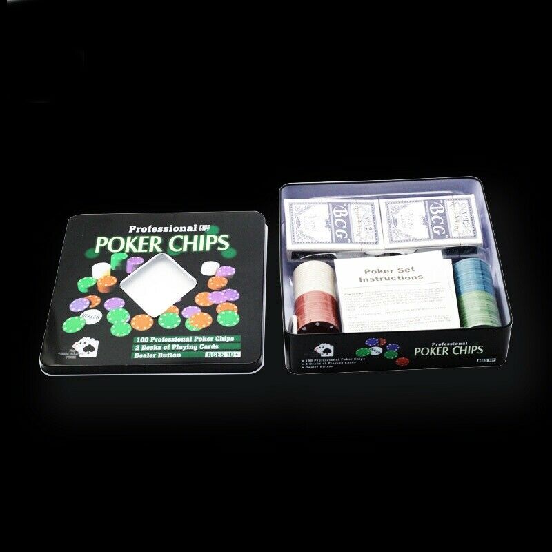 Chip Set Poker Chips 100 Chips Texas Holdem Poker Board Game Chips G2E1