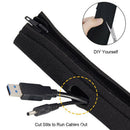1X Neoprene Cable Zipper Management Sleeve Wrap Wire Hider Cover Organizer Black