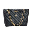 Fashion Leather Handbag Women Large Top-handle Bags Shopping Tote (Black) A
