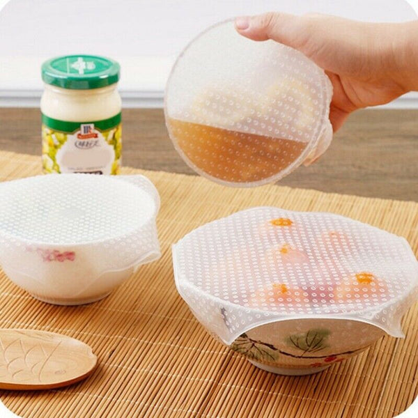 4X(8 Pcs Silicone Bowl Cover Reusable For Food Stretch Lids Seal Fresh KeepN1V3)