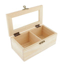 2 Grids Unfinished Wood Box, Wood Jewelry Box with Locking Clasp Rectangle Wood