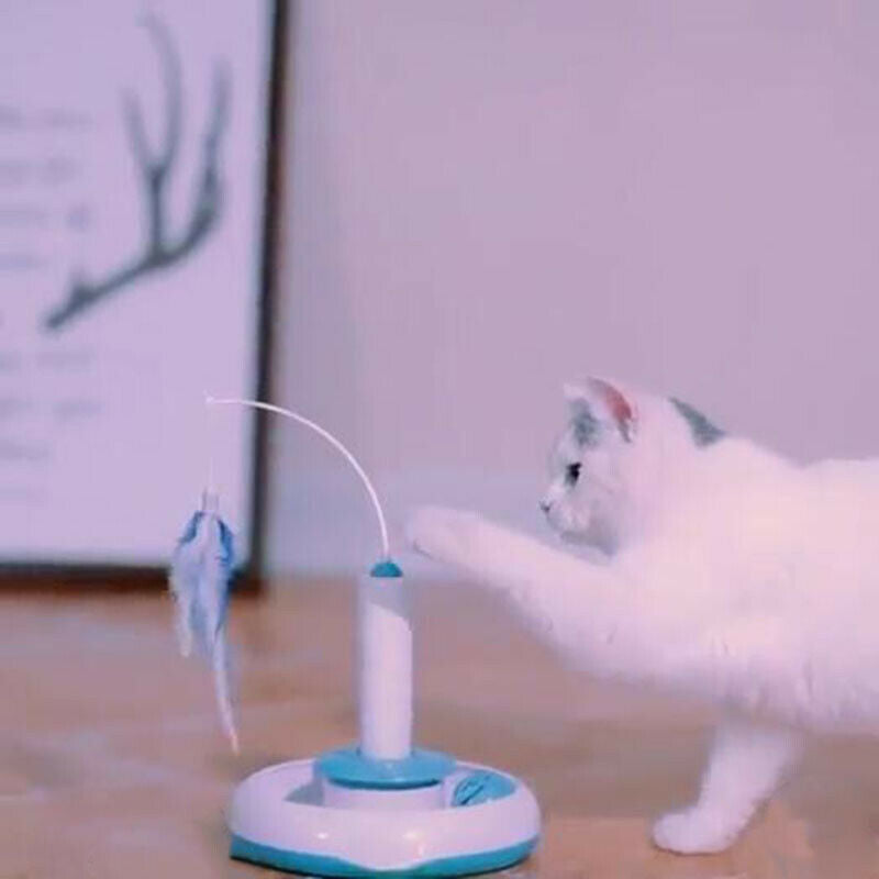 Cat Interactive Toys Electric Rotate Feather Toys Spinning Teaser Wand Moti V2T8