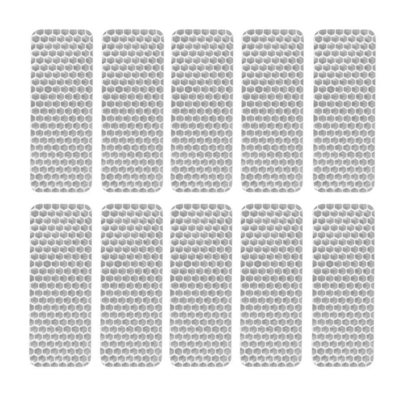 10pcs Car Reflective Stickers Warning Strip Safety Tapes (Rectangle)(White) A