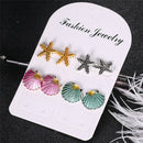 4Pairs/Set Starfish Shell Ear Stud Earrings Wedding Bohemian Beach Jewelry  JR