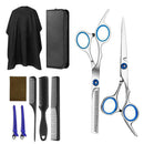 10Pcs Haircutting Scissors Shears Comb Clips Cape Kits Barber Thinning Home