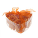 6 Pcs Rose Flower Scented Bath Soap Petals Orange w Heart Shape Box