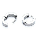 Pair Mens Hoop Huggie Earrings Titanium Steel 4mm x 7mm White P2A4