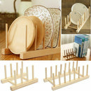 6 Grids Kitchen Dish Storage Tray Shelf Bamboo Holder Plate Bracket Drainer