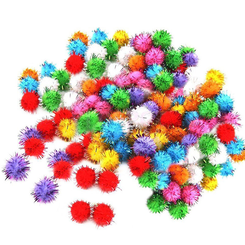 21pcs Cat Kitten Hamster Parrot Soft Glitter Tinsel Pompom Balls Pet Toys 3.5cm