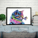 Hand Painted Picture DIY Colorful Cat Frameless Painting By Numbers Craft A