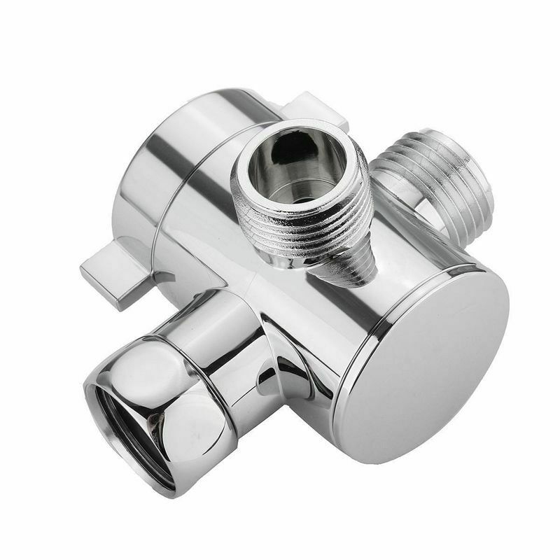 1/2 inch 3-Way T-adapter Diverter Valve Adjustable Shower Head Arm Mounted