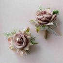 Rose Flower Silk Boutonniere Corsage Accessories wedding decorations Nude p U4Y1
