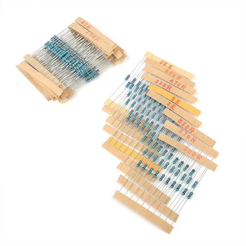 300Pcs 30Values 10-1M Ohm 1/4W  1% ResistanceMetal Film Resistor Assortment Kit