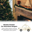 Wood Christmas Tree Mini Car Color Draw Pendants Home Party Decor (C Wood) A