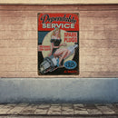 Metal Tin Sign Plaque Car DEPENDABLE SERVICE Poster Cafe Pub Bar Wall Decor