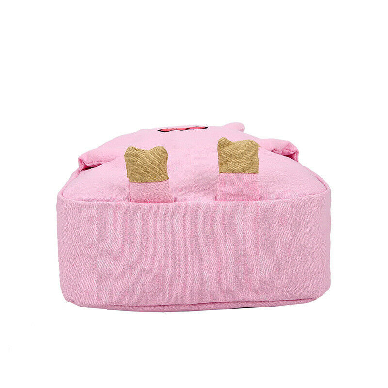 Cute Piggy Shoulders Backpack Pig Canvas School Bag Girls Student Shoulders D3M9
