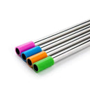 Set of 4 Stainless Steel Straws with Cleaning Brush and Silicon Covers 23cm G1O8