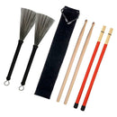 5A Drumsticks + Wire Brushes + Rod Brush Sticks For Most Drum Accessories