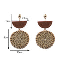 Fashion Women Handmade Wooden Straw Weave Drop Dangle Earrings JewelryATAUBD3C