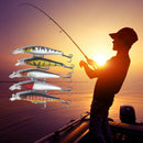 5Pcs Large Minnow Saltwater Fishing Lure Crankbait Hooks Bass Soft Bait Kit