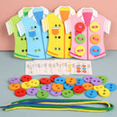 Wooden Threading Lacing Sew-on Buttons Pre-School Puzzle Toys for Boys Girls