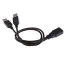 30cm USB-A Female to 2Port USB Male Y-Splitter Extension Adapter Cable