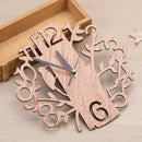 Tree Bird Shaped Wooden Wall Clock for Living Room TV Background Decor Gift