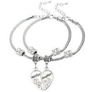 2Pcs/Set Mother Daughter  Heart Bangle Bracelet Charm Family Jewelry Gift BX