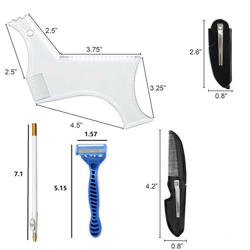 5 in 1 Mustache Beard Shaping Tool Template Comb Guide Kit EASY TO USE