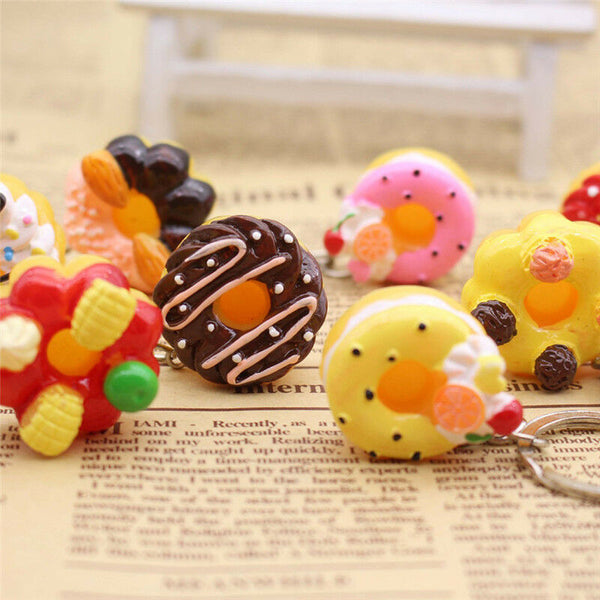 Sweet Cake Keychain Pendant Bread Food Keyring Gift  Bag Purse Key Chain Jewe LJ