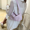 Women Handbags Solid Color PU Leather Female Shoulder Underarm Bag (Purple)