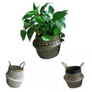 Straw Woven Flower Basket Planter Laundry Clothing Toys Organizer Bucket
