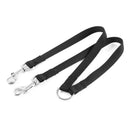 Black Nylon 15mm Width Walk Double Dog Two Lobster Clasp Way Pet Leash