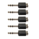 5Pcs 6.35mm 1/4" Stereo Plug to 2 RCA Female Jacks Splitter Audio Converter
