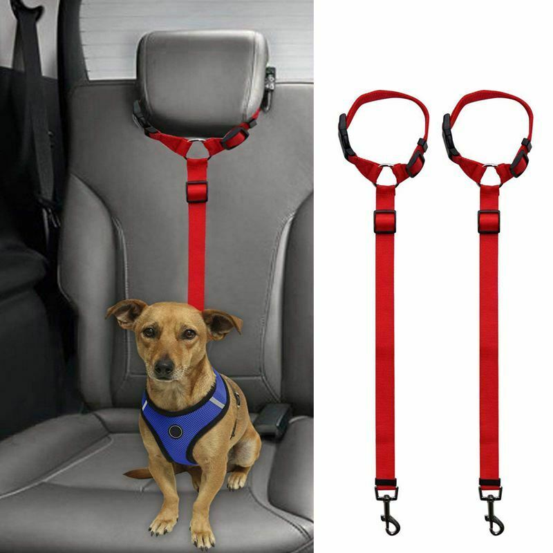 2 Packs Dog Cat Safety Seat Belt Strap Car Headrest Restraint Adjustable Ny Y4Q5