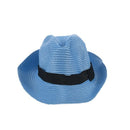 Unisex Fashion Summer Beach Panama Sun Hat Cuban Style Cap Blue