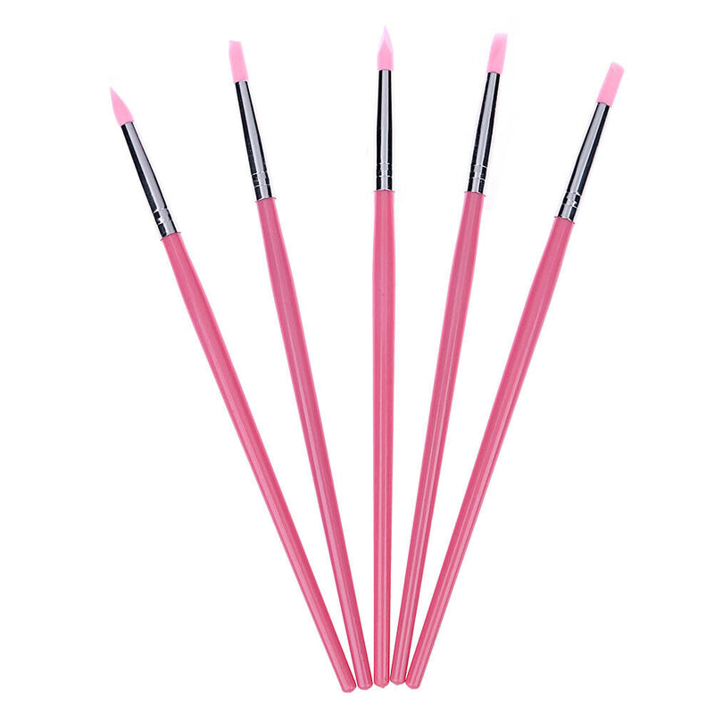 5pcs Silicone Nail Art Brush Professional DIY Carving Painting Drawing Pen