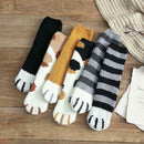 6 Pairs Winter Fleece Socks Women Plush Cute Cat Claw Sleeping Floor Socks
